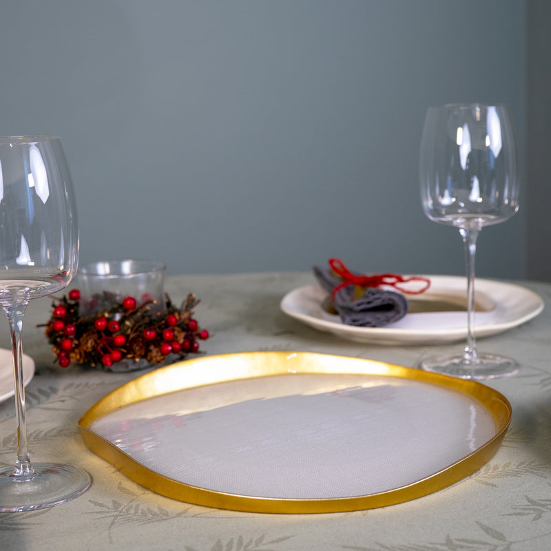 Balat - Assiette À Panettone - Or Et Perle - Verre Borosilicate