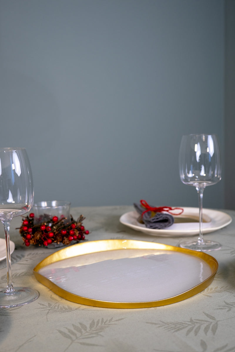 Balat - Assiette À Panettone - Or Et Perle - Verre Borosilicate