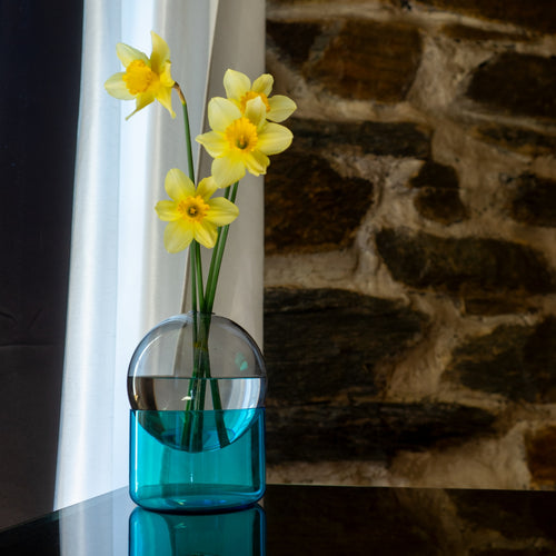 Vase / Diffuseur En Verre Coloré - Gris/Bleu