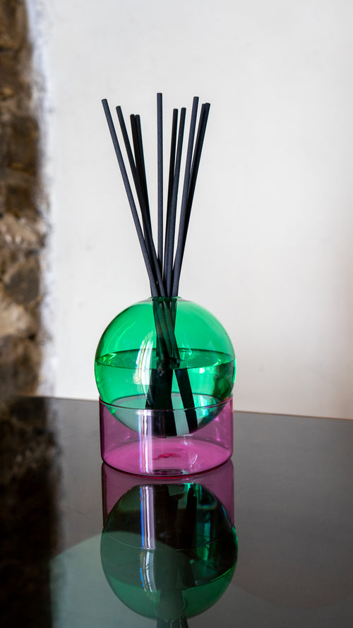 Vase / Diffuseur En Verre Coloré - Vert/Rose