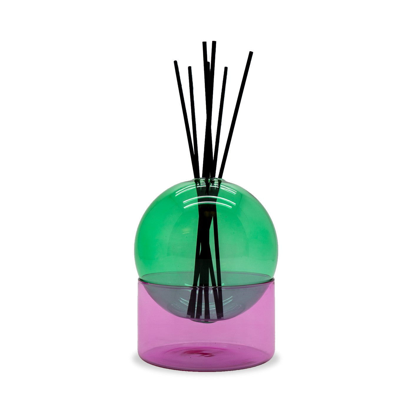 Jarrón / Difusor De Vidrio De Color - Verde/Rosa