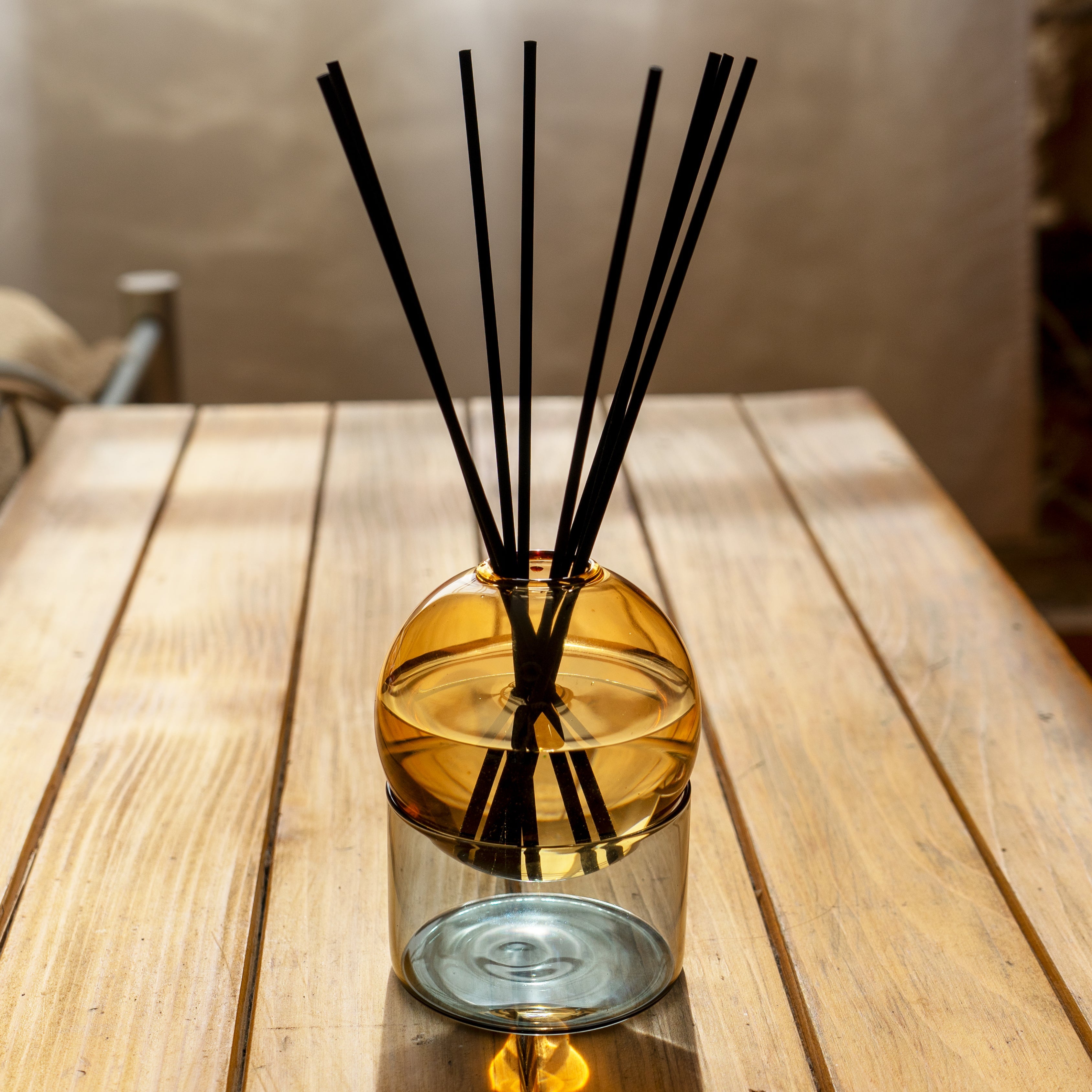 Coloured Glass Vase / Diffuser - Amber/Grey