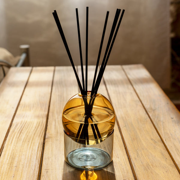 Coloured Glass Vase / Diffuser - Amber/Grey