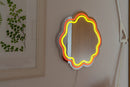 Miroir Néon Décoratif Avec Lumières Led - Décor Vagues Orange Et Jaune