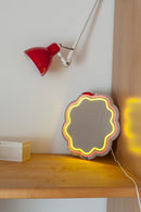 Miroir Néon Décoratif Avec Lumières Led - Décor Vagues Orange Et Jaune