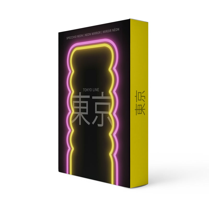 Decorative Neon Mirror With Led Lights - Pink And Yellow Waves Decor
