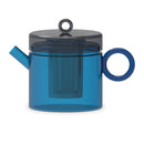 Olimpia - Théière Avec Poignée Colorée - Bleu Et Gris - Verre Borosilicate