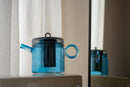 Olimpia - Théière Avec Poignée Colorée - Bleu Et Gris - Verre Borosilicate