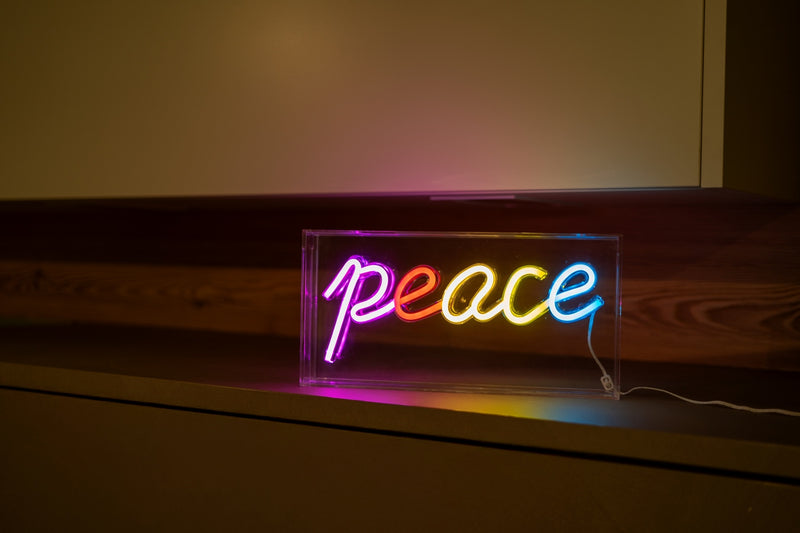 Enseigne Néon Avec Cadre En Plexiglas - Décoration Peace