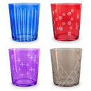 Set Of 4 Glass Goblets With Incised Mixed Motifs