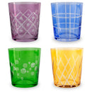 Set Of 4 Glass Goblets With Incised Mixed Motifs