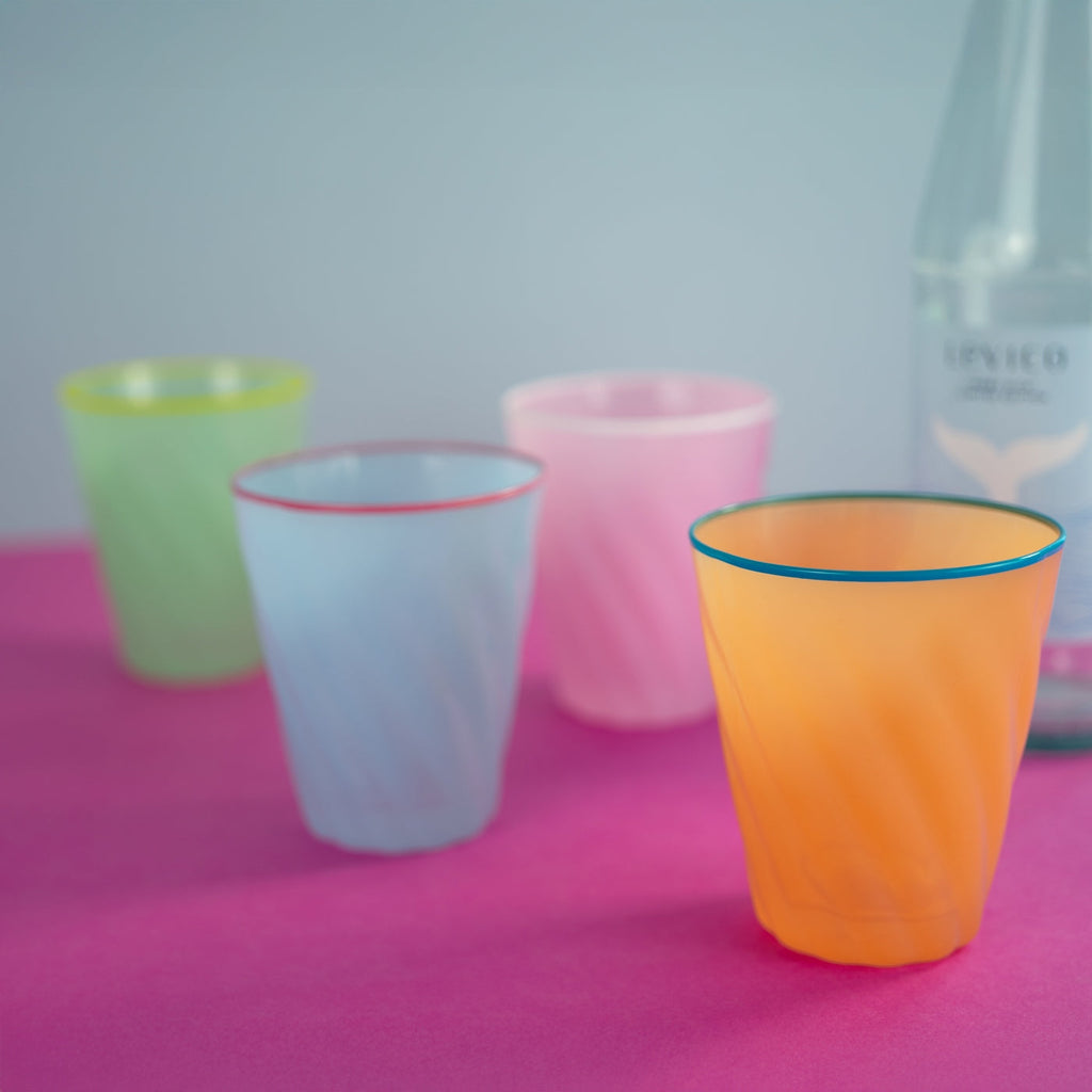 Set De 4 Gobelets Colorés En Verre Avec Bords Colorés