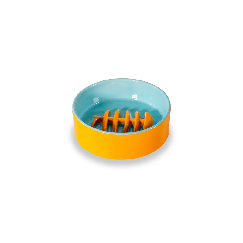 Gamelle Arête De Poisson - Orange Et Bleu Clair