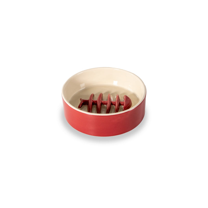 Fishbone Bowl - Burgundy and Beige