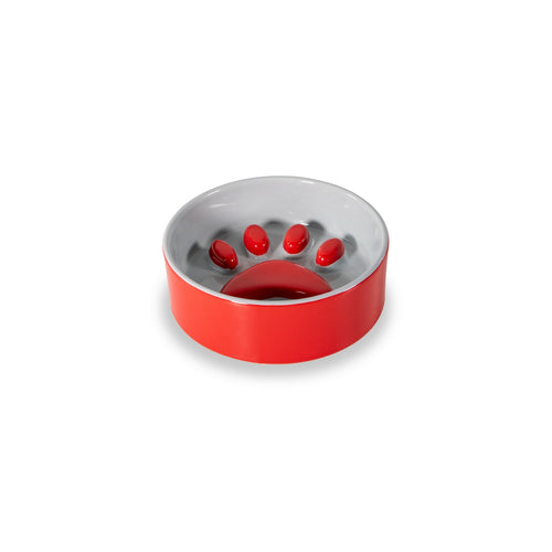 Wellington - Paw Bowl - Red And Gray - Ceramic