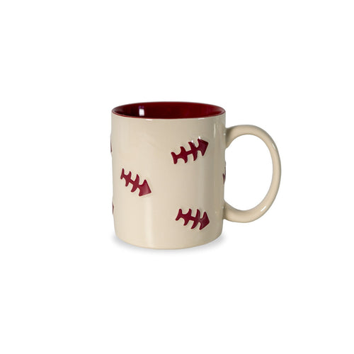Wellington - Set of 2 Burgundy Fishbone Mugs - Ceramic - 420ml