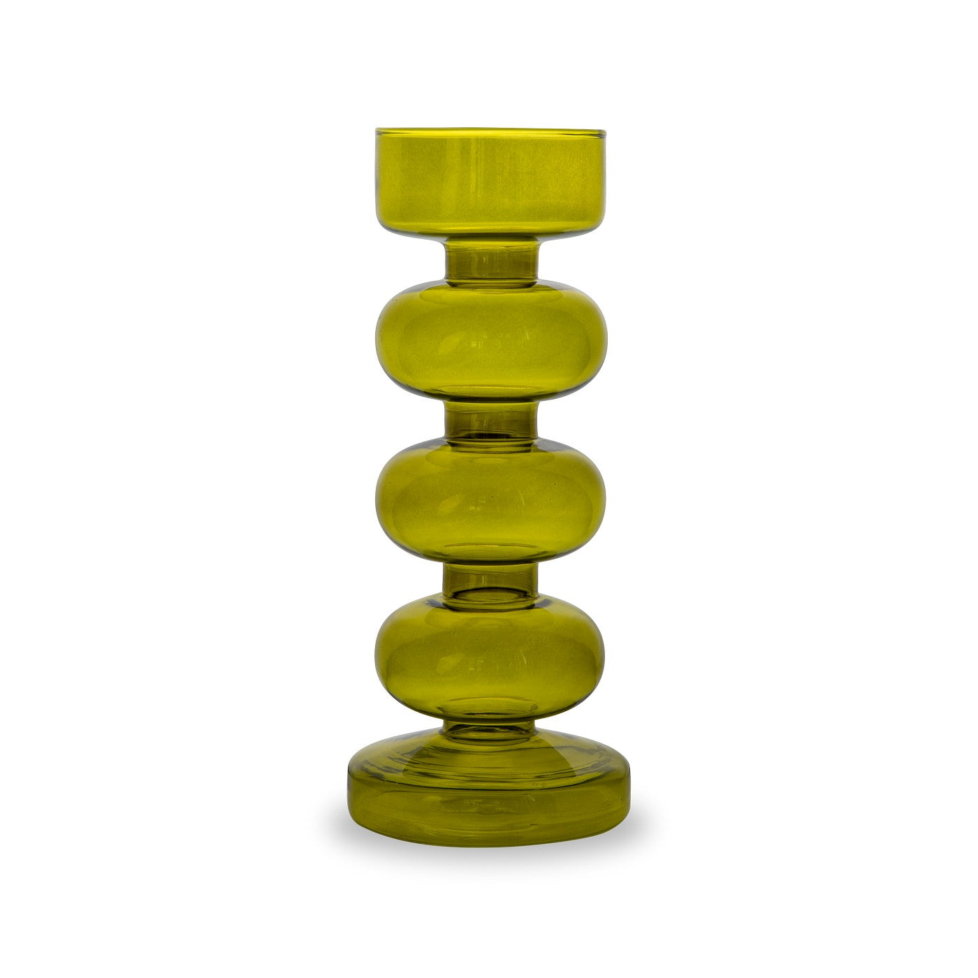 Porte-Bougies Ou Vase Soliflore En Verre - Olive