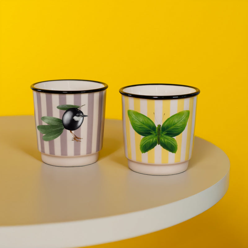 Mykonos - Set De 2 Verres À Café Papillon Et Olive - Céramique