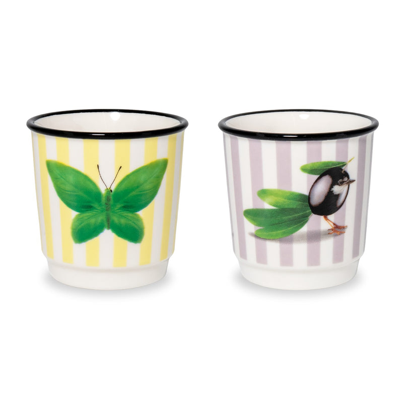 Mykonos - Set De 2 Verres À Café Papillon Et Olive - Céramique