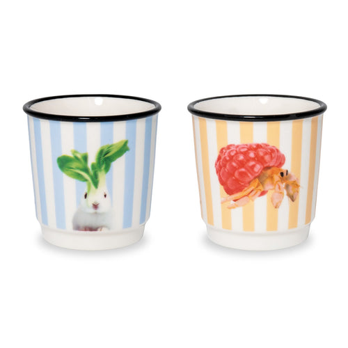 Mykonos - Set of 2 Hermit Crab and Rabbit Coffee Glasses - Ceramic - 100ml