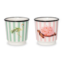 Mykonos - Set De 2 Verres À Café Flamant Rose Et Tortue - Céramique