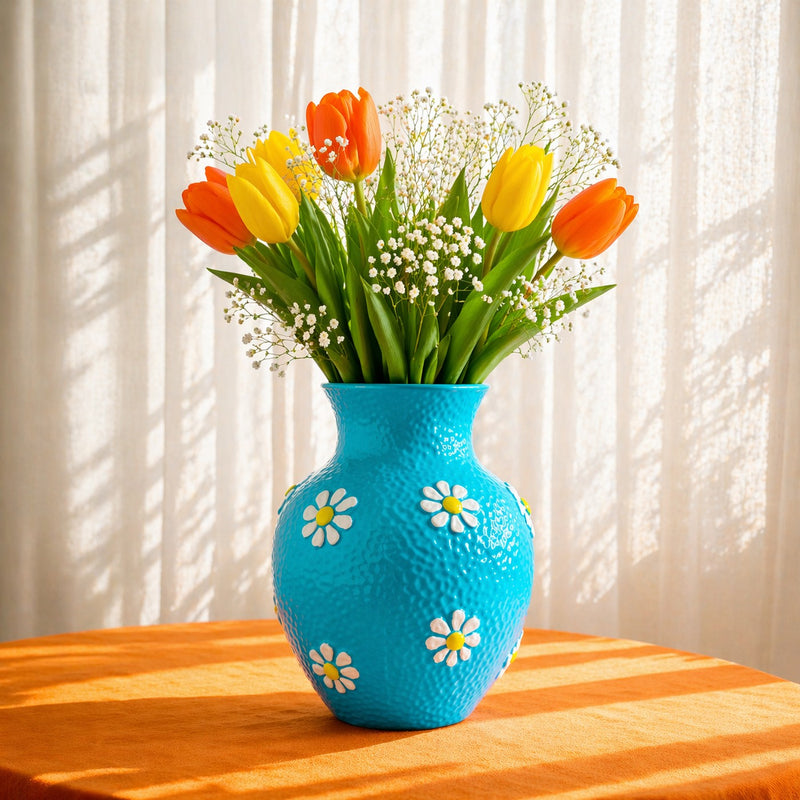 Monterey - Vase Avec Décorations Extérieures - Bleu Clair - Verre Borosilicate