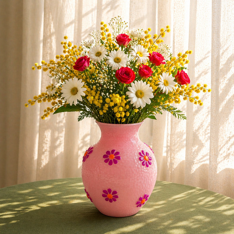 Monterey - Vase Avec Décorations Extérieures - Rose - Verre Borosilicate