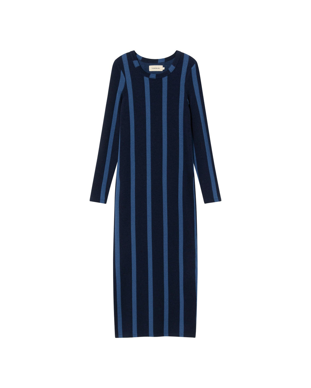 Gina sustainable navy striped dress-silhouette-1