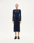 Gina sustainable navy striped dress-1