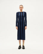 Gina sustainable navy striped dress-1