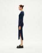 Gina sustainable navy striped dress-2