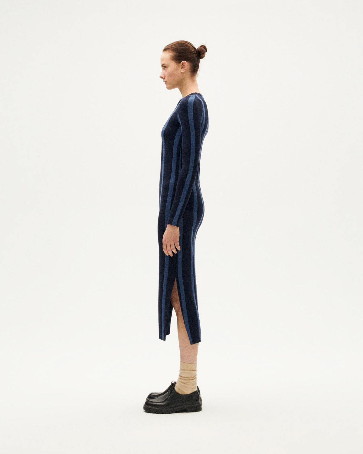 Gina sustainable navy striped dress-2