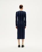 Gina sustainable navy striped dress-3
