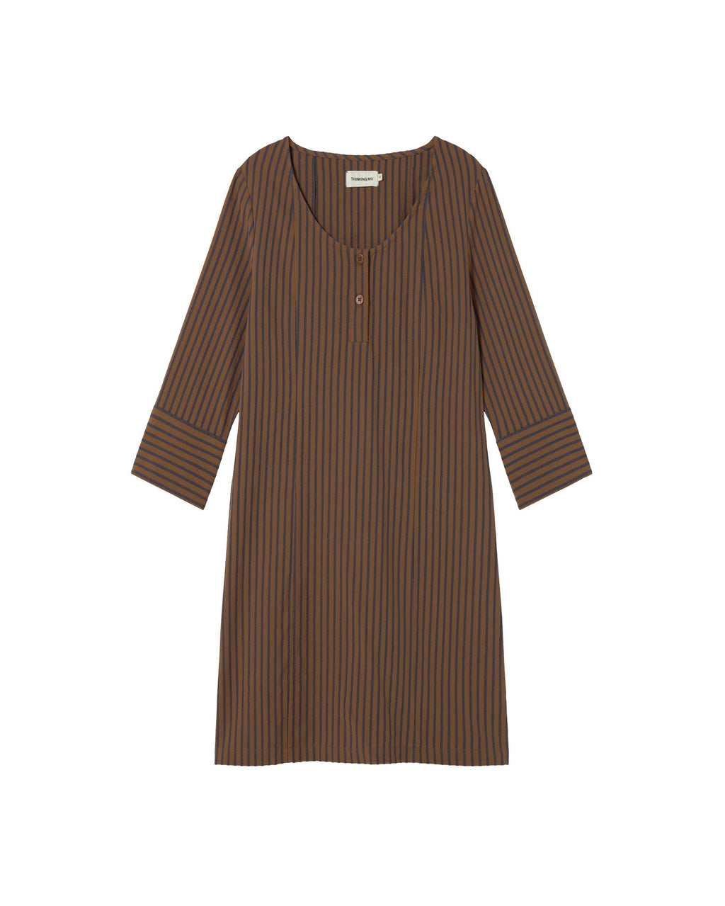 Vestido marrón rayas Maria sostenible - silueta 1