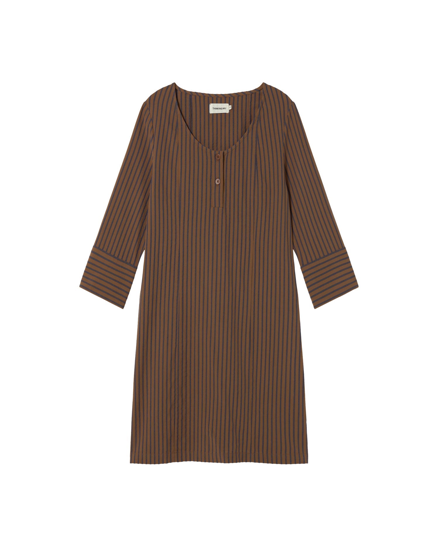 Vestido marrón rayas Maria sostenible - silueta 1