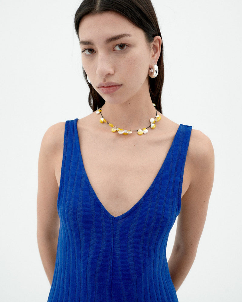 Vestido azul punto Sade sostenible-3