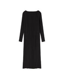 Vestido negro plisado Myrtle sostenible  - silueta 1