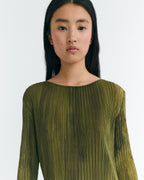 Vestido midi plisado verde Myrtle sostenible - 3