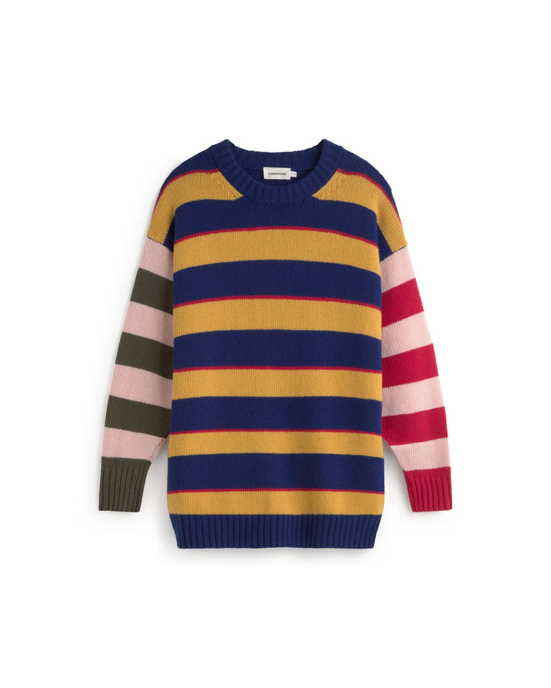 Vestido corto oversize lana rayas Otilia sostenible silueta - 1