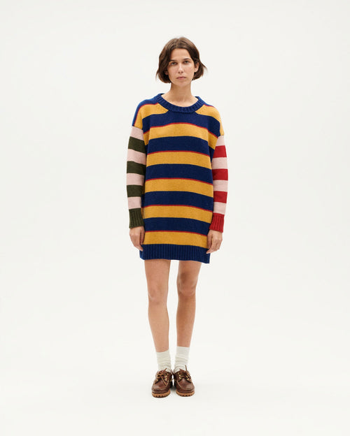 Robe Courte Otilia En Laine Rayée Oversize