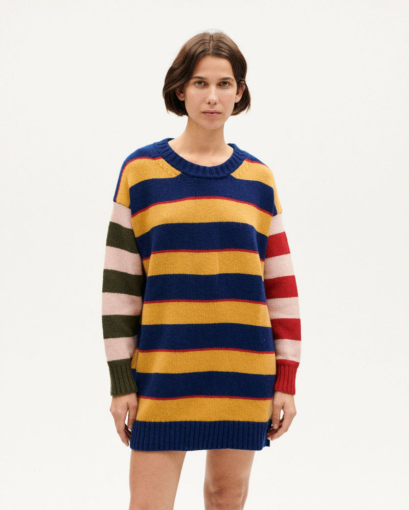 Robe Courte Otilia En Laine Rayée Oversize