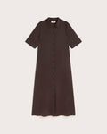 Vestido camisero largo de cáñamo Gianna - Marrón