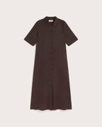 Vestido camisero largo de cáñamo Gianna - Marrón