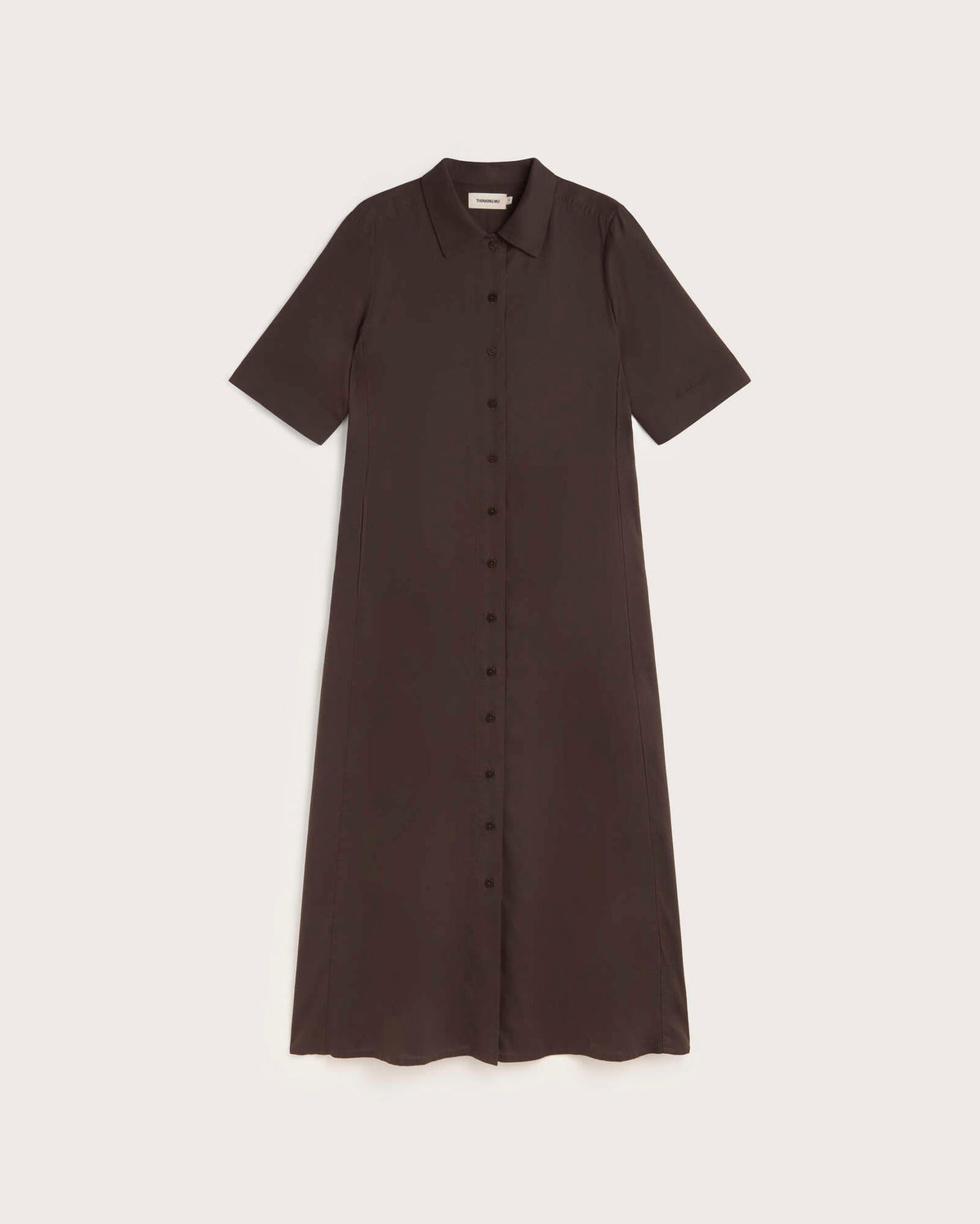 Vestido camisero largo de cáñamo Gianna - Marrón