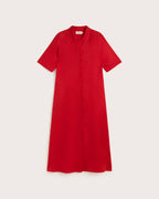 Vestido camisero largo rojo hemp Gianna sostenible silueta - 1