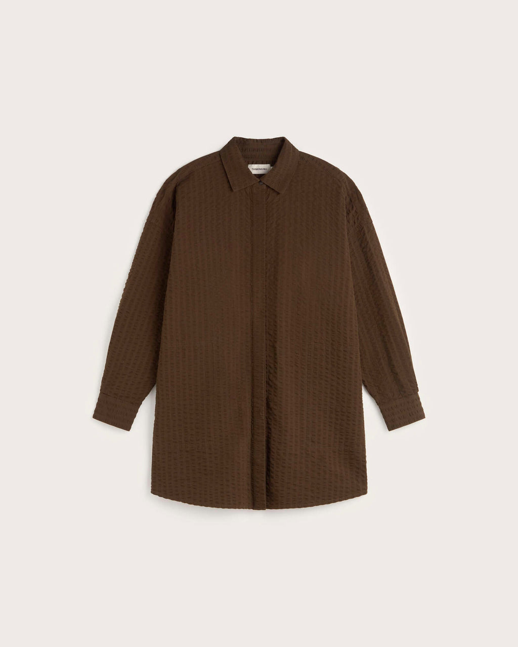 Abito a camicia corto in seersucker Aurel - Marrone