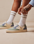 Baskets basses Alexandre - Toile vert bleu pétrole écru