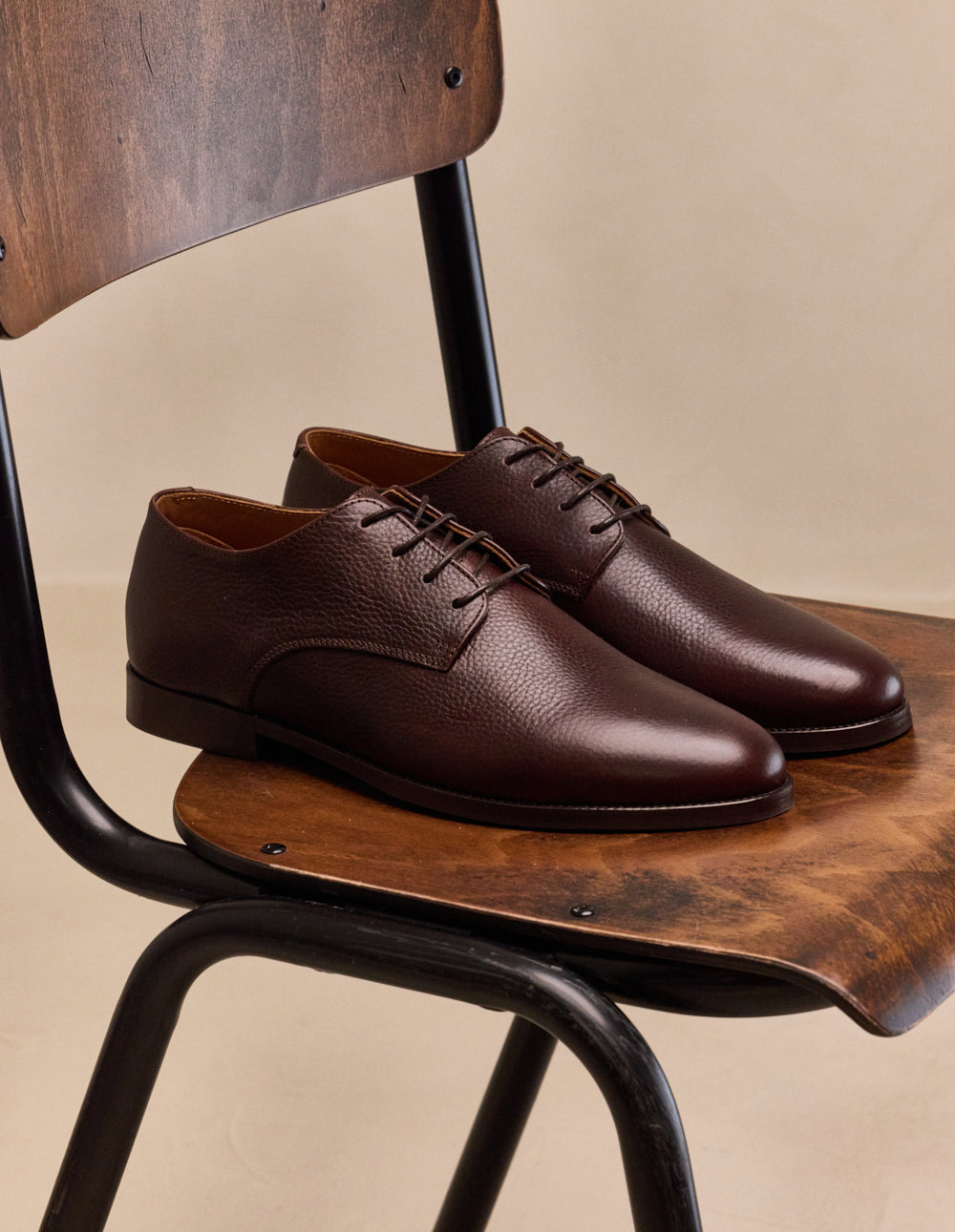 Derbies Antonin - Cuir pull-up grainé marron