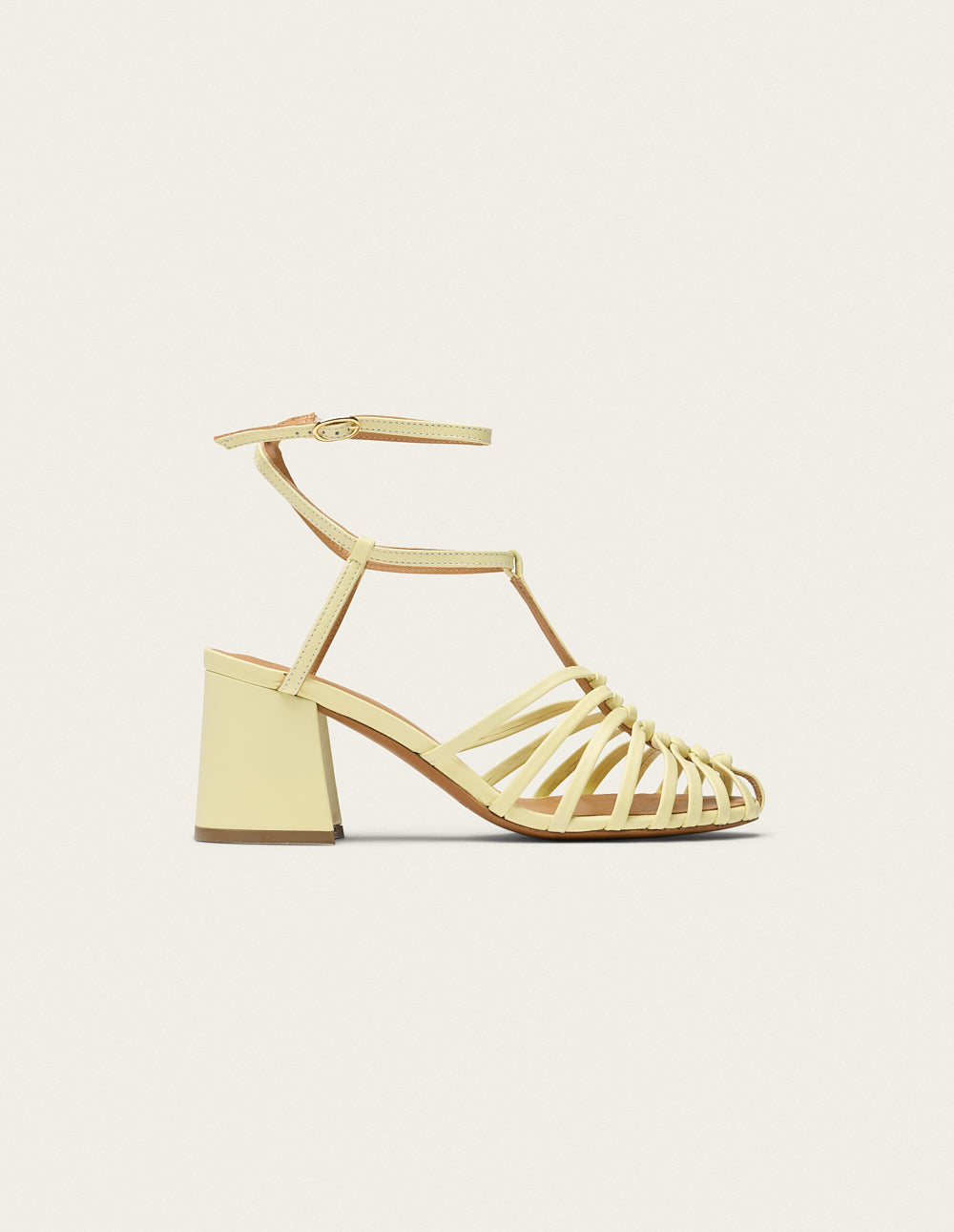 Sandales à talons Ciana - Cuir jaune pastel