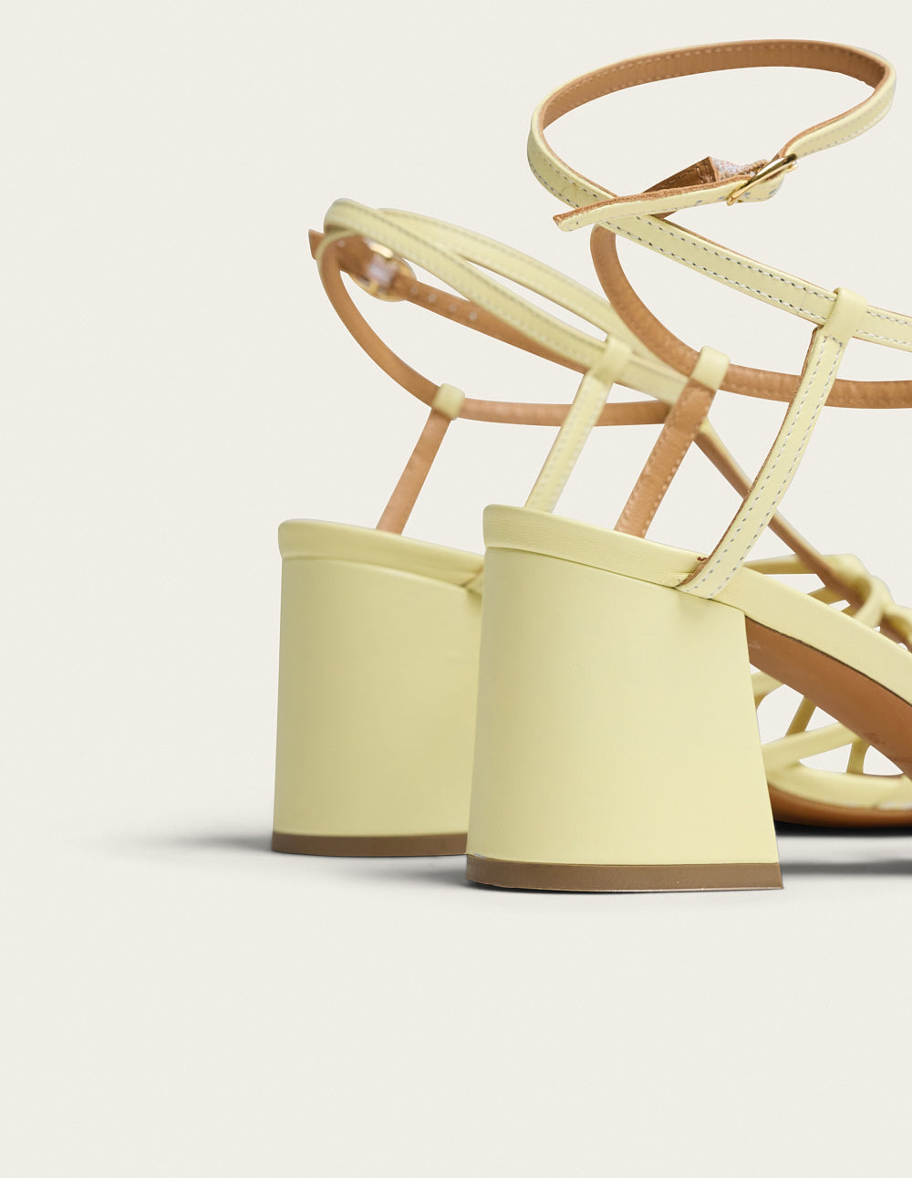 Sandales à talons Ciana - Cuir jaune pastel